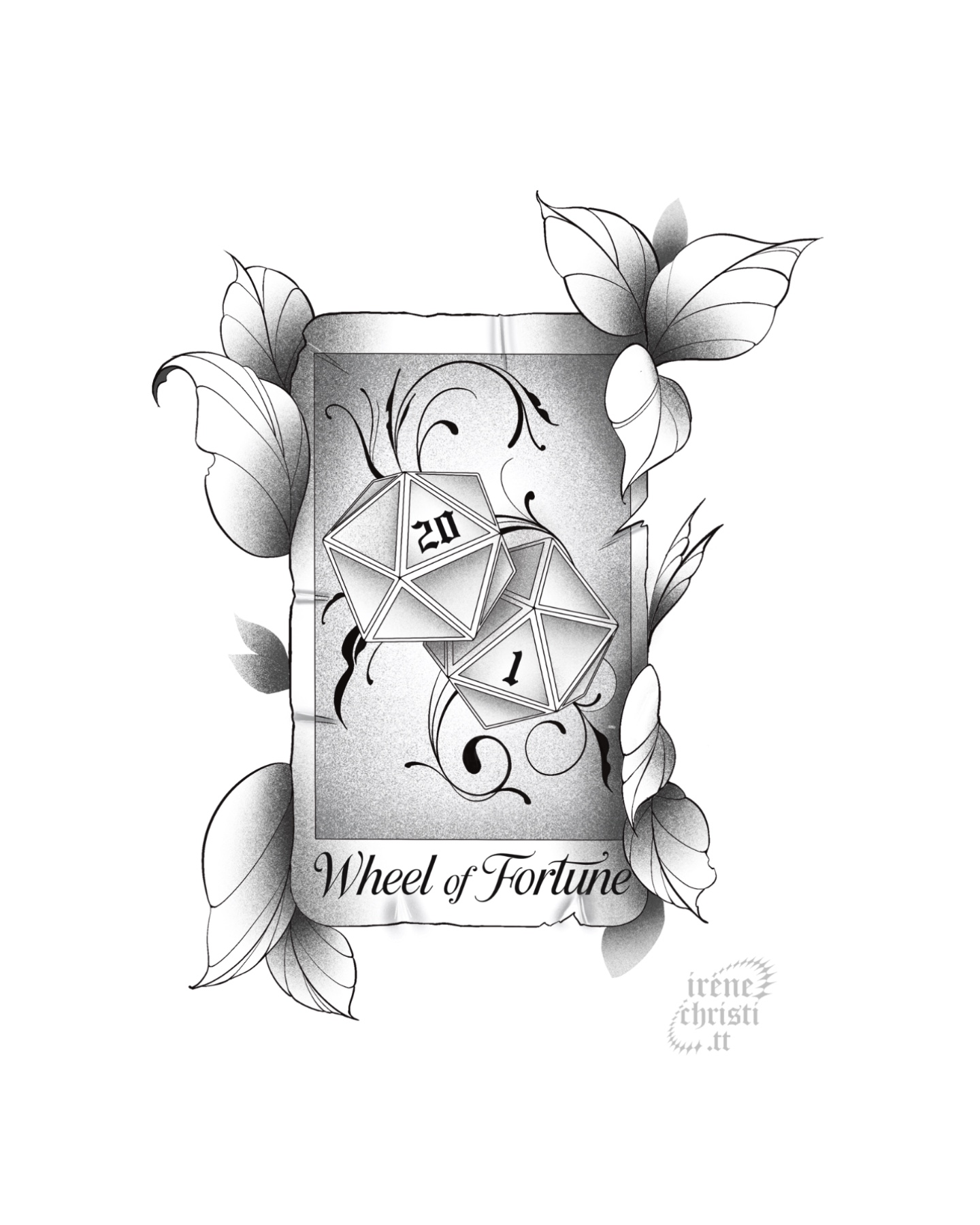 D20 Wheel of Fortune Tarot Card