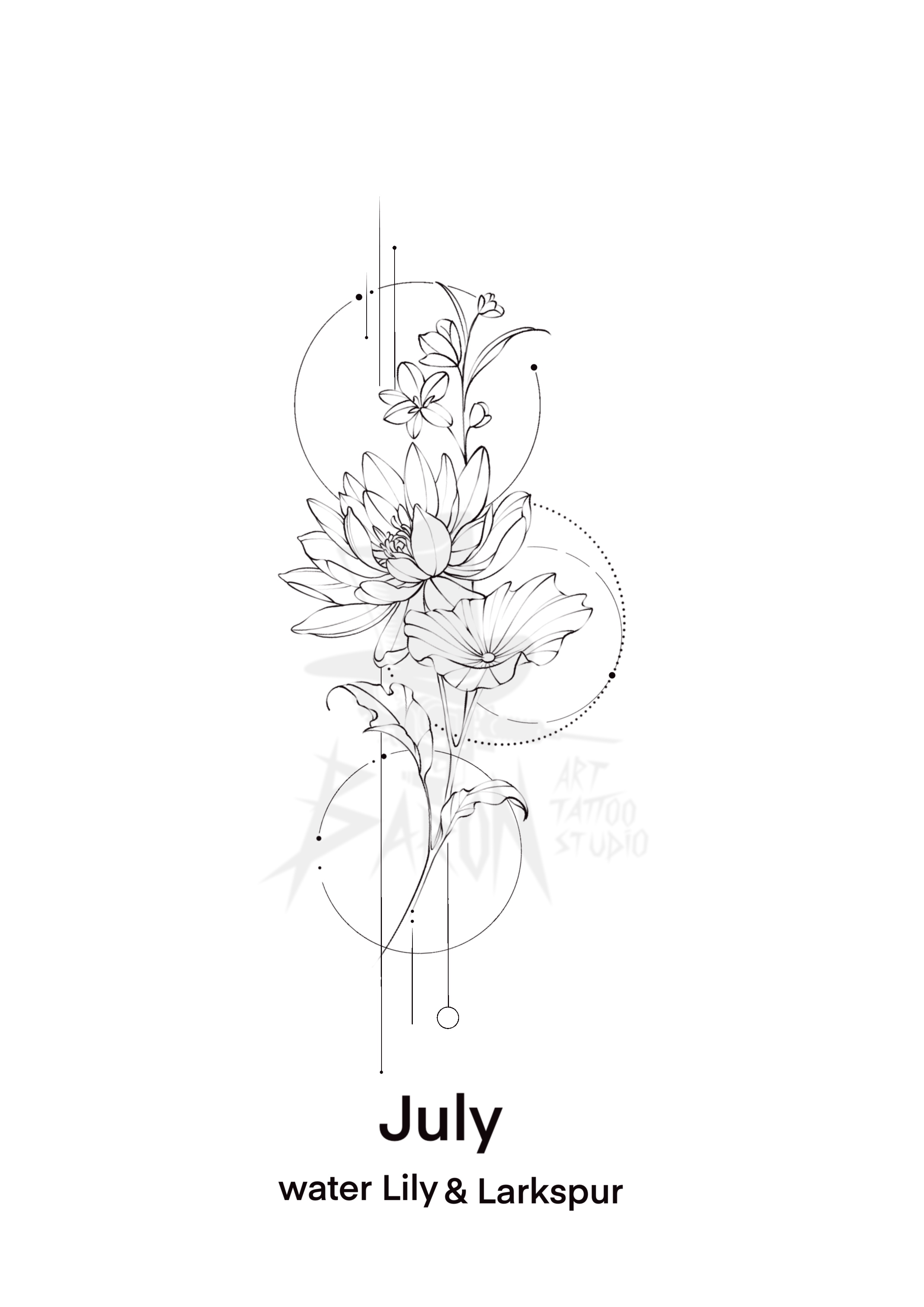 birth flower: water lily & Larkspur