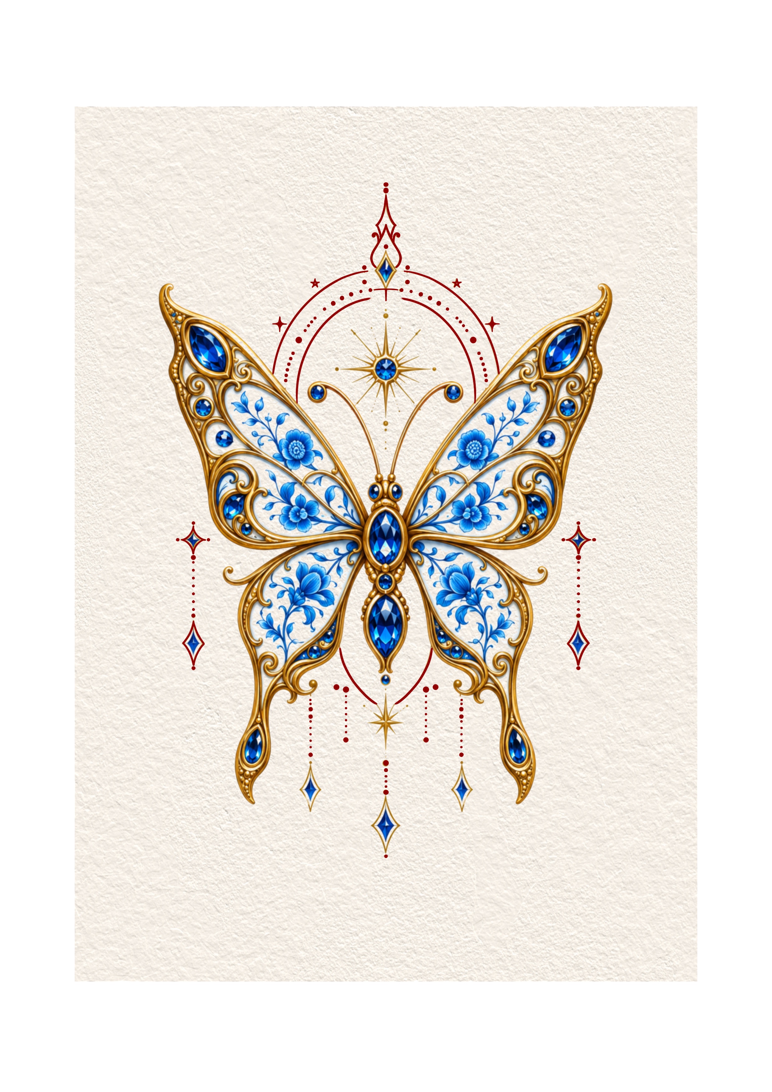C7 Blue and White Porcelain Butterfly