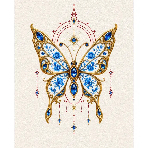 C7 Blue and White Porcelain Butterfly