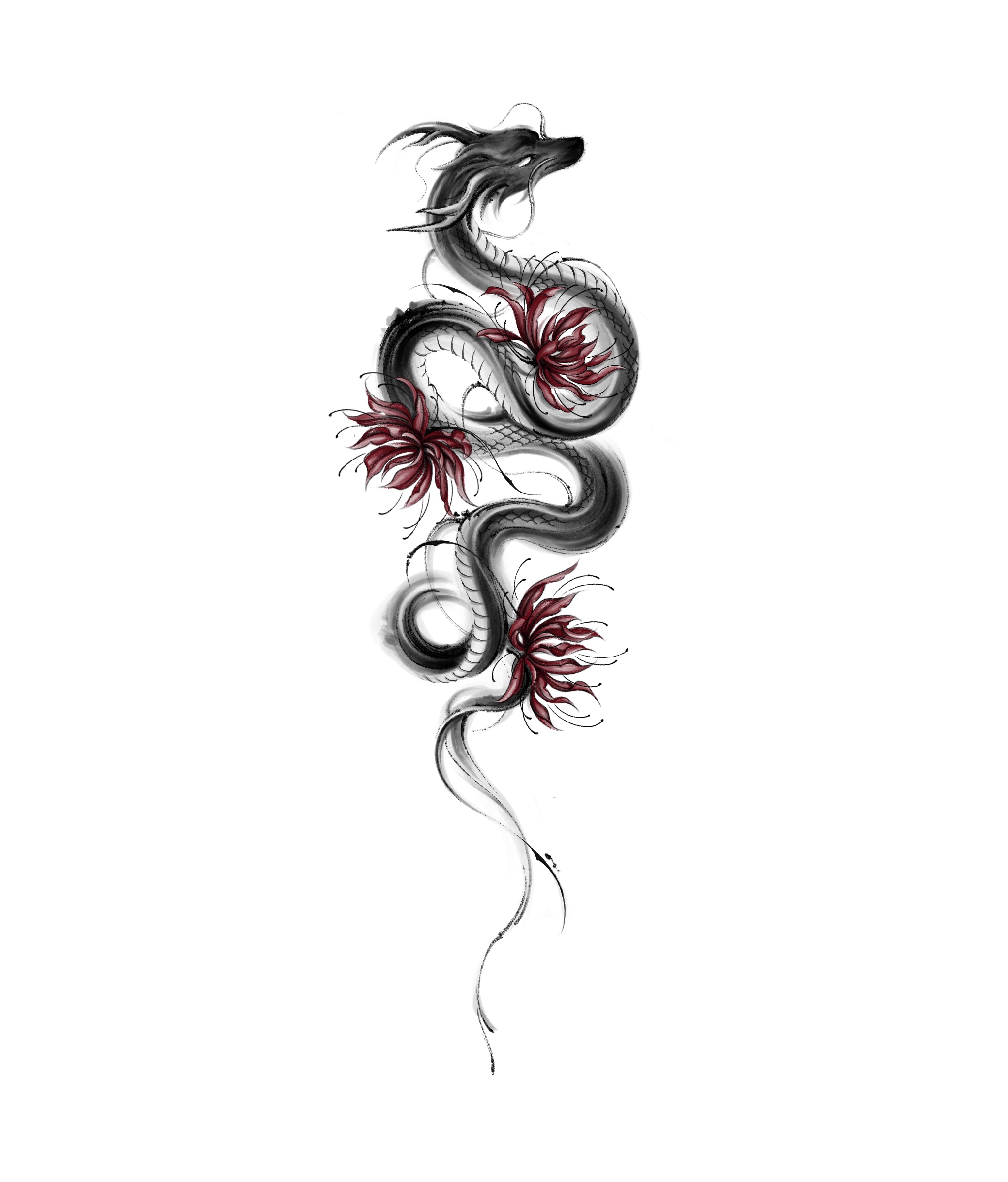 LES C4 Brush Stroke Dragon & Spider Lilies